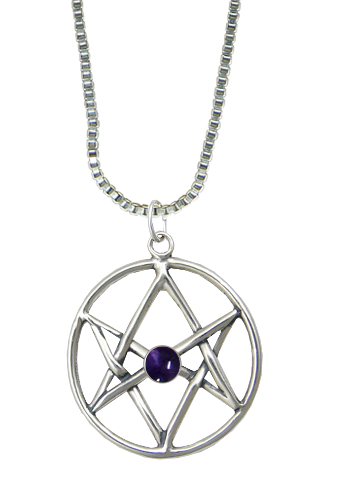 Sterling Silver Unicursal Hexagram Pendant With Iolite Sterling Silver Unicursal Hexagram Pendant With Iolite